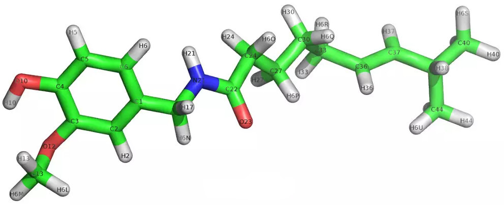 Molécula de capsaicina